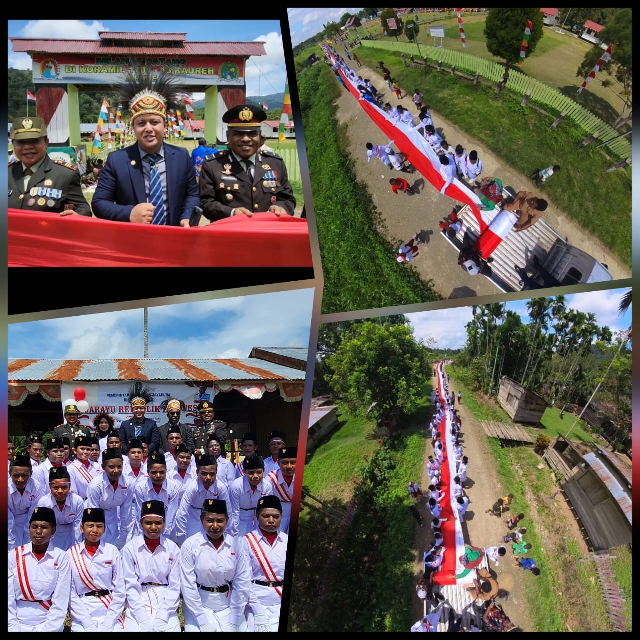 Bendera Merah Putih 1.000 Meter Dibentangkan di Distrik Kaureh